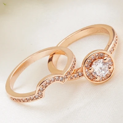 18 стилей кольца для пар кубический циркон кристалл кольца наборы для женщин и мужчин модные свадебные кольцо из розового золота 2 шт