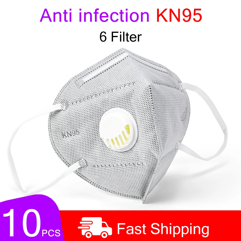 

10PCS Reusable Mask Face Mouth Anti Dust Mask Filter 6 Layers Flu Adult Mask Particulate Respirator PM2.5