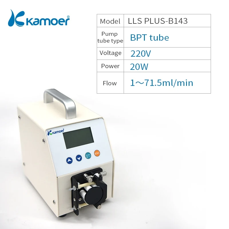 Kamoer LLS Plus Перистальтический дозирующий водяной насос с ЖК-экраном, используемый для лабораторного эксперимента - Напряжение: LLS PLUS-B143
