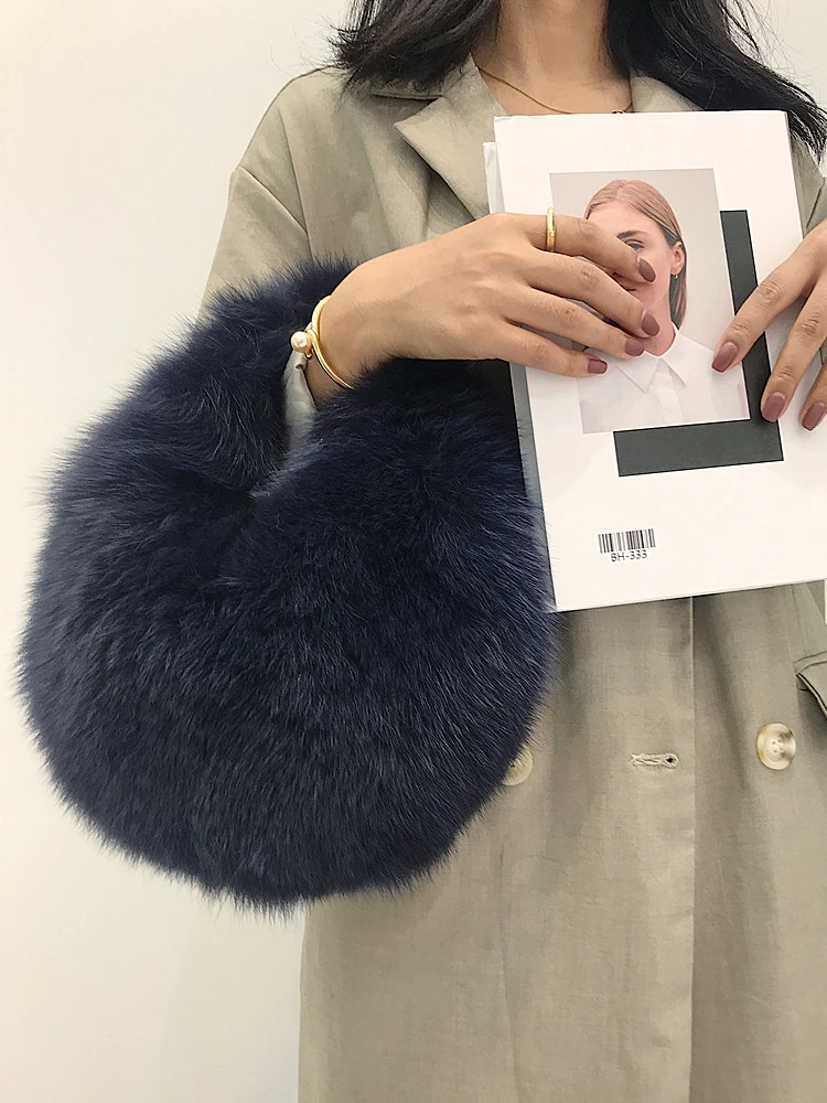 Top Grade Real Fox Fur Shoulder Bags New Winter Handbag Korean winter Fashion Ladies messenger Bag Crossbody Flap Bags