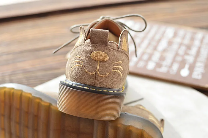 Mori/тонкие туфли с милым котиком; туфли на плоской подошве; повседневная обувь ручной работы в Корейском стиле с круглым носком; Женская обувь в духе колледжа