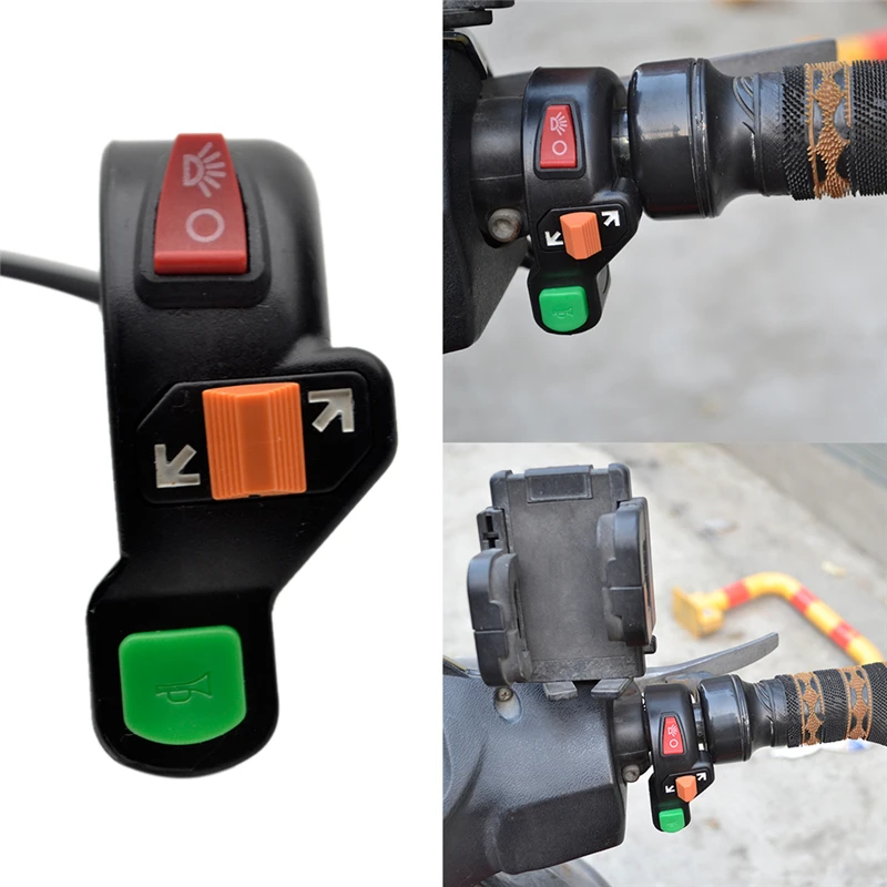 

New Universal 3 in1 Motorcycle Bike Signals On/Off Light ATV 7/8" switch Horn