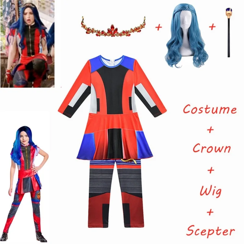 

Girl Halloween Costumes for Kids women Fancy Party Costume evie descendants 3 Mal Cosplay Fantasia costumes Pink Audrey Costumes