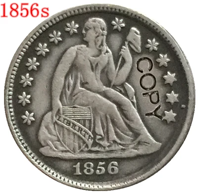 США 1856 S десятицентовая монета с изображением сидящей свободы копии
