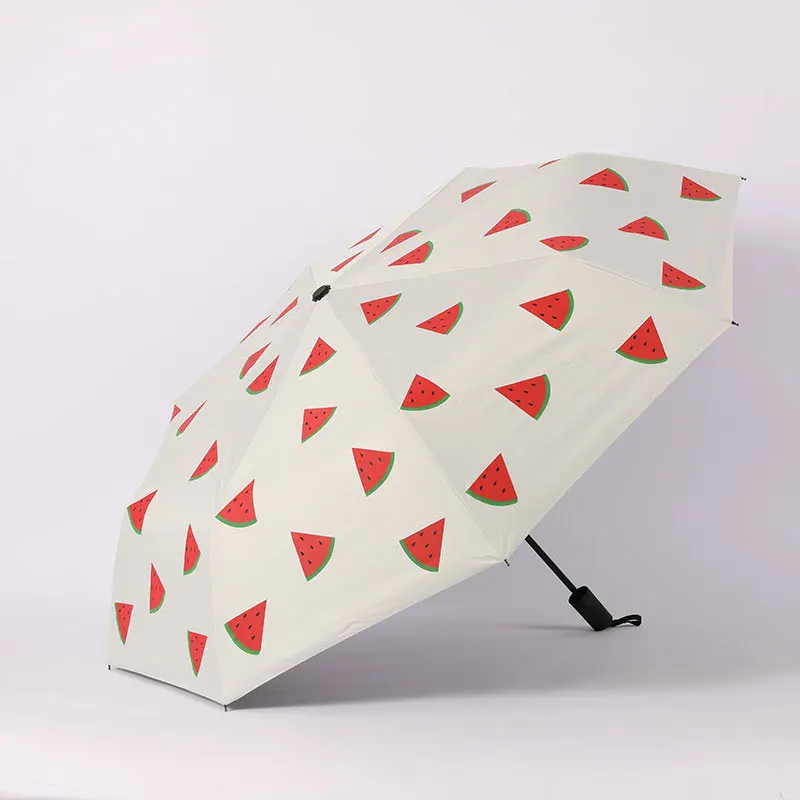 Lady Sunshade Umbrella Man Women Rain Folding Umbrella Black Coating Anti-UV Three-folding Outdoor Portable Travel Umbrellas - Цвет: 15