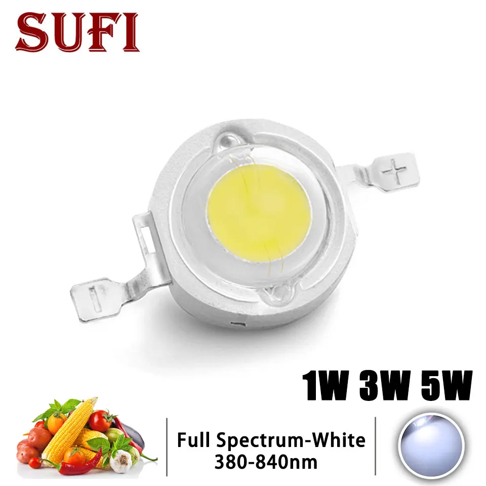 High Power 1W 3W 5W LED Grow Light Lamp Full Spectrum 380-840Nm COB SMD Diode For Indoor Plant Vegetables Fruit Flowers Growing