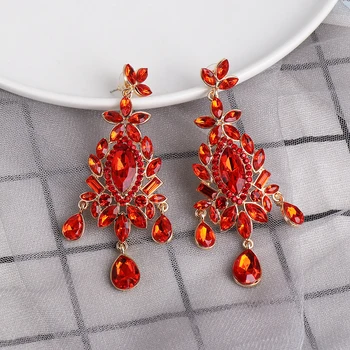 

JURAN Luxury Colorful Long Drop Dangle Earrings Women Wedding Party Jewelry Bohemian Ethnic Crystal Glass Earings Femme Gifts
