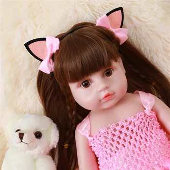 

48CM Silicone Reborn Doll Pink Skirt Lifelike Rebirth Doll Soft Touch Reborns Toddlers Simulation Doll Kids Playmate Kid Gifts