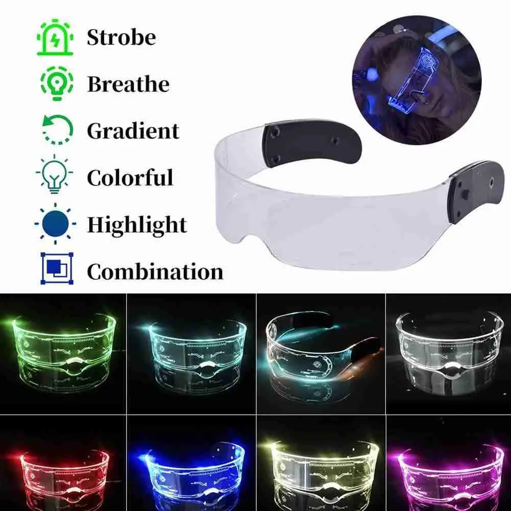 Colorful EL Luminous Glasses Led Light Up Visor Eyeglasses for Bar KTV Christmas Birthday Party New Year Decorations |