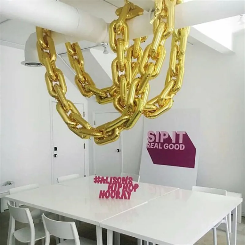 

5pcs 80s 90s Party Decorations Giant Balloon Chain Balloons Gold Birthday Hip Hop Theme Wedding Arch Supplies Retro Dance Link