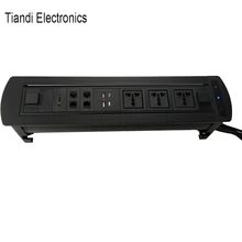 Enchufe rotativo eléctrico de borde redondo para mesa, Conector de carga USB, interfaz HDMI RJ45 /RJ11, caja de información a prueba de polvo