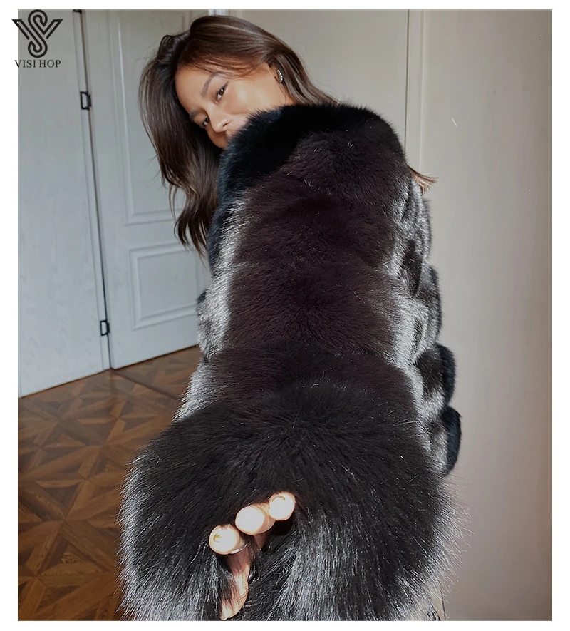 57CM Natural Real Fox Fur Coat Women Winter Fur Vest Jacket Fashion Outwear Complete Coat VS4016 black puffer coat womens