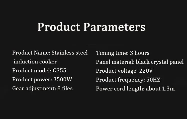 3500W Home High Power Induction Cooker Commercial Flat Desktop Button Stainless Steel Soup Stir-fry