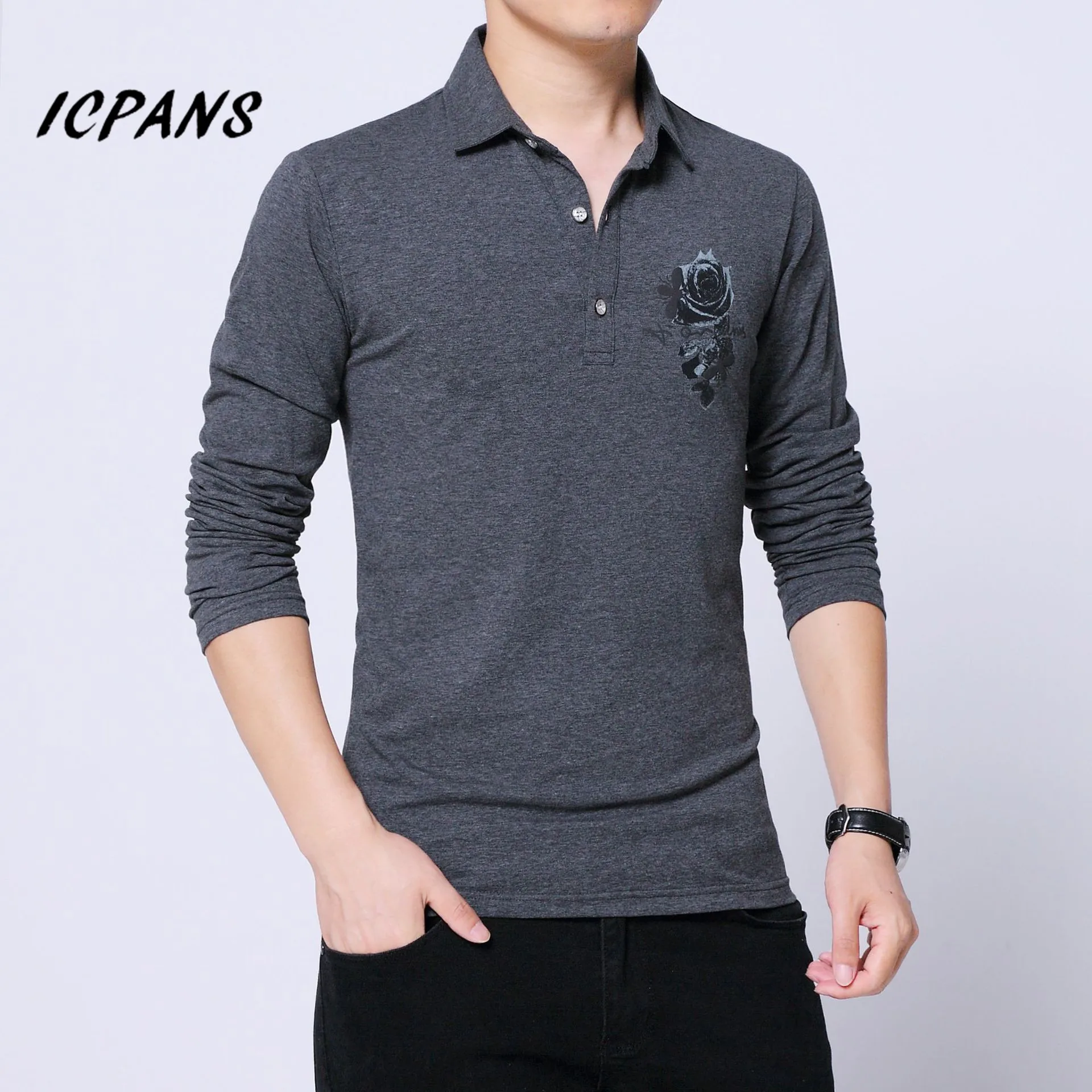 Camisa Masculina, повседневная мужская рубашка поло, с длинным рукавом, хлопок, облегающие рубашки поло для мужчин, 5xl, большой размер, черный, серый