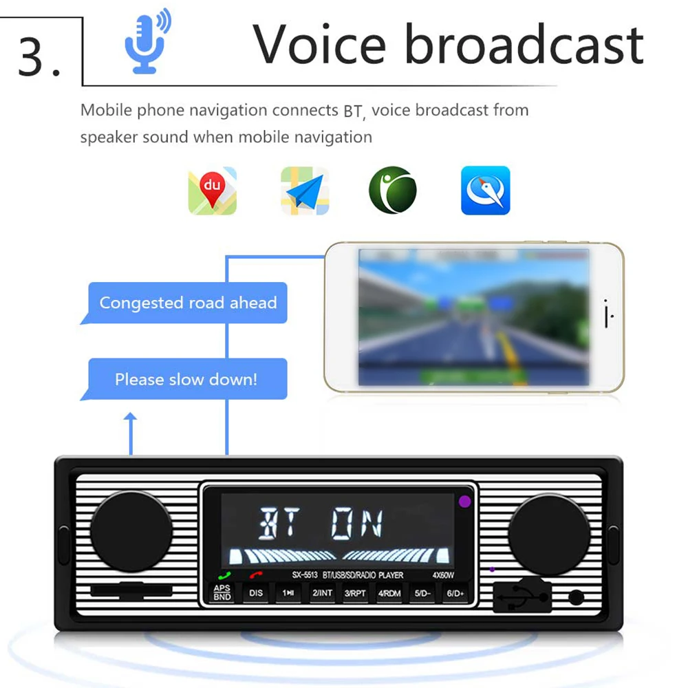 Автомобильный стерео MP3-плеер FM радио Bluetooth динамик поддержка AUX IN SD карта/U диск музыка RCA аудио выход несколько режимов воспроизведения