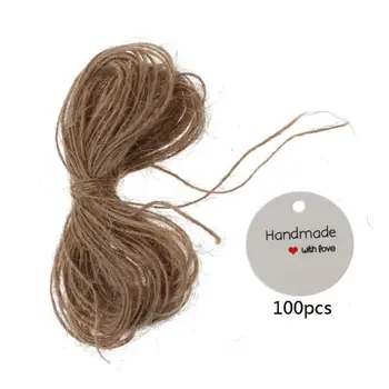 

100Pcs Round Kraft Paper Handmade with Love Strung Tags Logo Price Marking Label