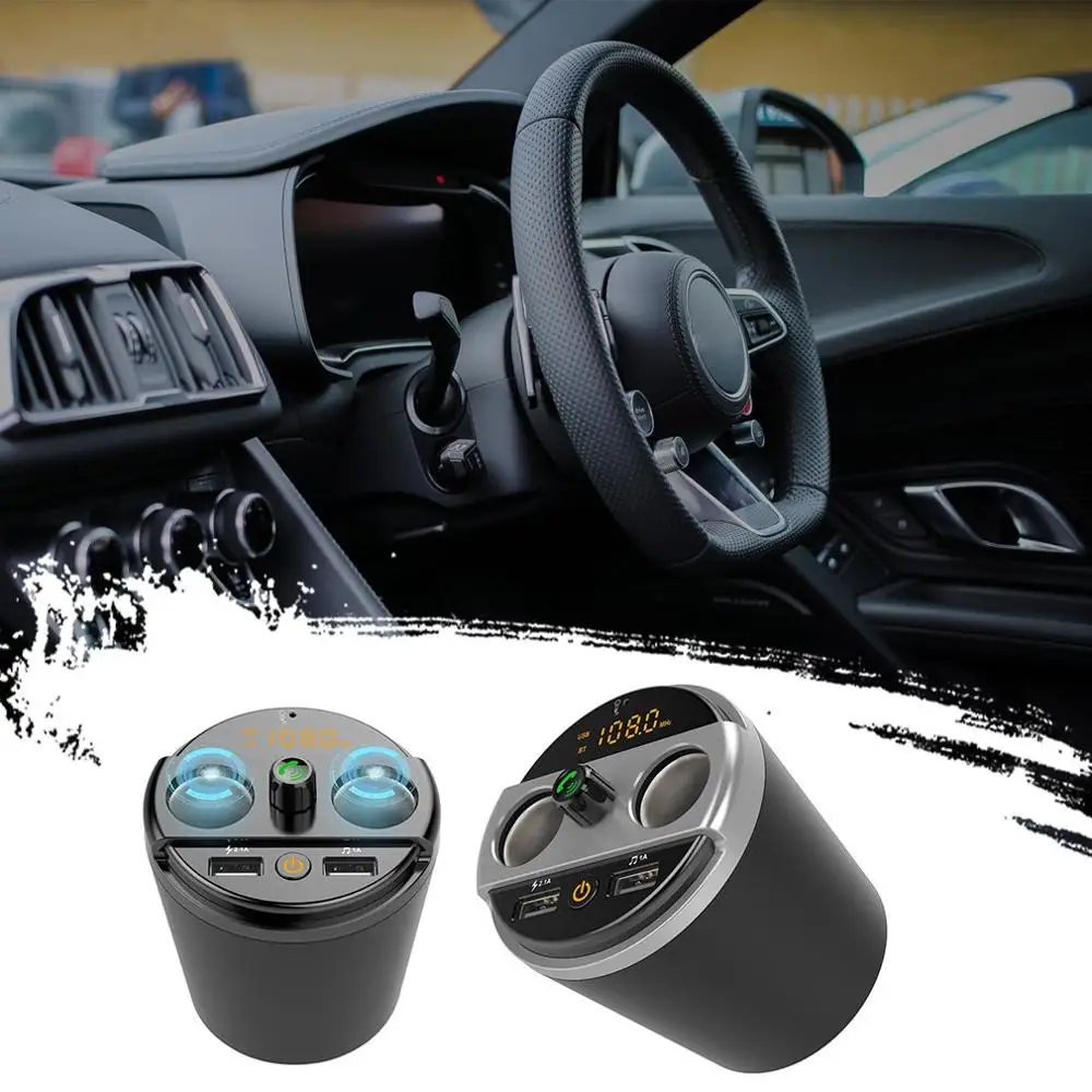 Универсальный автомобильный MP3 многофункциональный беспроводной передатчик громкой связи чашка fm-плеер многофункциональное автомобильное зарядное устройство в форме чашки