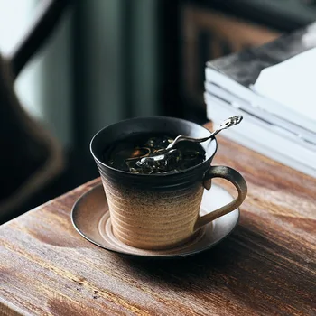 

Japan Vintage Espresso Cups Porcelain Simple Creative Tea Cup Saucer Home Eco Friendly Zestaw Kawowy Kitchen Dining Bar EF50TC