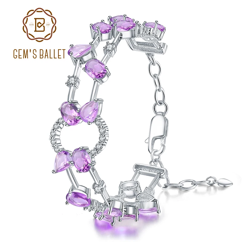 Женский балетный браслет GEM'S BALLET натуральный аметистовый драгоченный камень