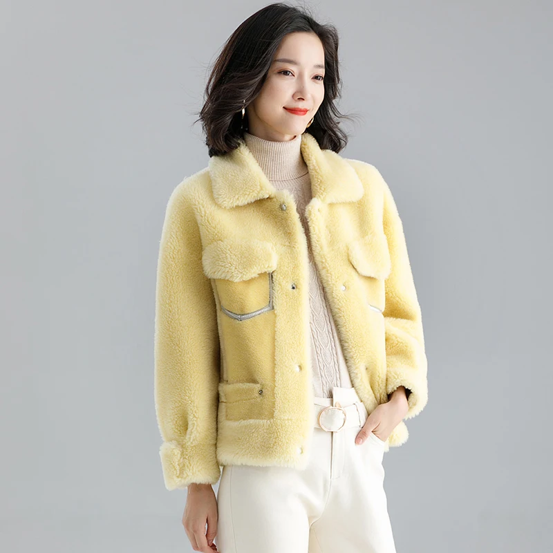 ZHICHU Real Lamb Fur Coats Women Plus Size Casual Winter Plush Teddy Jacket Coat Outerwear Overcoat |