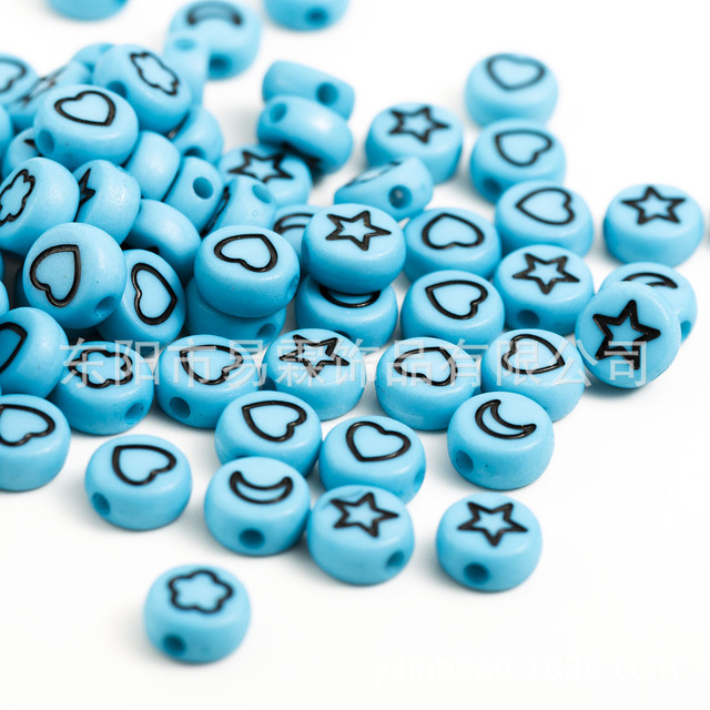 style 100pcs4*7mm acrylic letter beads oblate, star, moon, flower-shaped, heart-shaped mixed DIY jewelry accessories