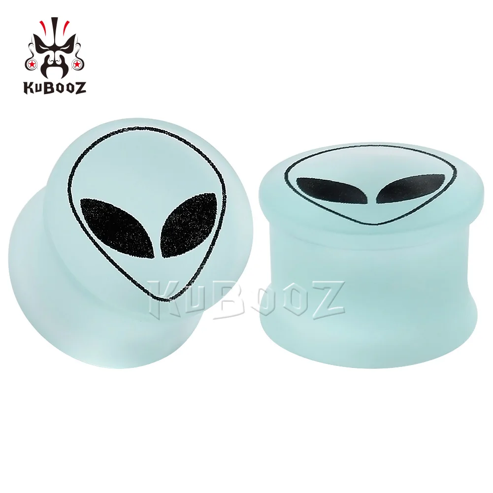 

Wholesale Price White Dull Polish Alien Logo Ear Flesh Body Jewelry Plugs Tunnels Ear Gagues Fashion Gift Stone Expanders 32PCS