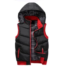 Осень и зима стиль толстый теплый мужской хлопковый жилет с капюшоном Повседневный модный жилет мужская верхняя одежда