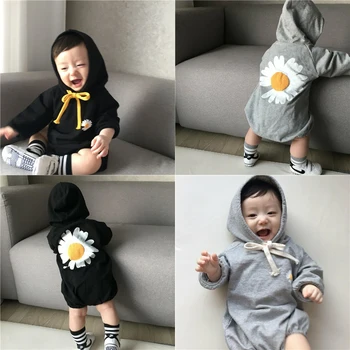

Infant Kids Hooded Bodysuit Outwear Newborn Baby Girl Clothes Lovely Boys Chrysanthemum Embroidery Onesie For Baby Costume