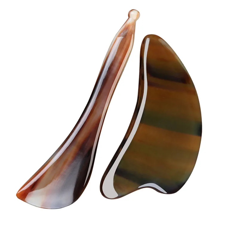 Yak Horn Guasha Board Acupoint Stick Face Massager Facial Eye Scraping Massage Acupuncture Therapy Body Relaxation Gua Sha Tool