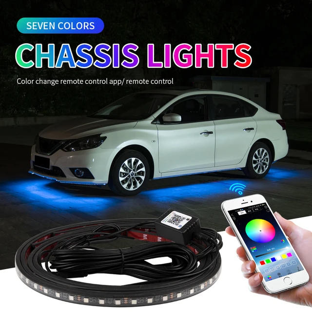 Kit de luces LED para Chasis de coche, lámpara de neón de 12V, iluminación  debajo del cuerpo, luz LED de atmósfera, aplicación de Control de sonido,  tiras flexibles RGB - AliExpress