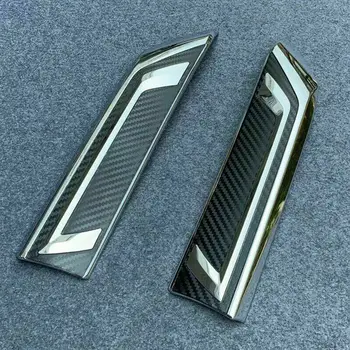

Durable And Practical For Toyota Rav4 2019 Carbon Fiber & Chrome Front Grille Stripes Cover Trim 2pcs
