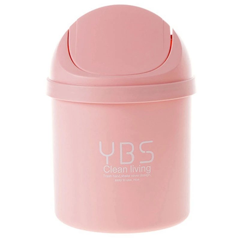 Cute New Style Mini Desktop Shake Cover Trash Can Small Trash Colorful Debris Storage Home Office School Cleaning Tools Bucket