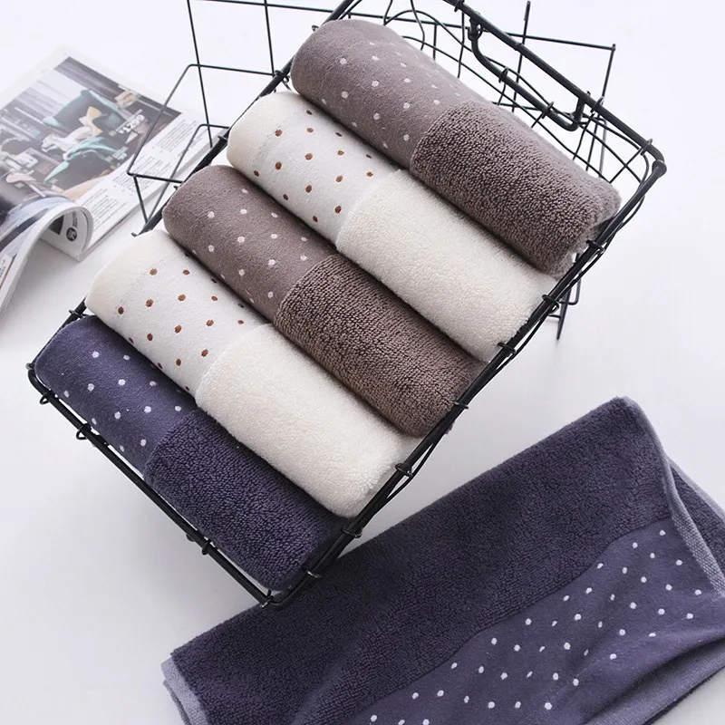Хлопковое дышащее полотенце, водопоглощающее полотенце для ванной, пляжное полотенце в горошек, плотное полотенце для рук, быстросохнущее, 6 цветов