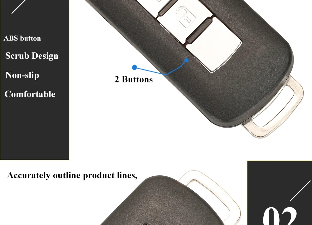 Keyforkess telecomando astuto Fob 2BTN 433Mhz ID46 ID47 per Mitsubishi Lancer Outlander ASX G8D-644M-KEY-E / Montero L200 GHR-M004 - H75db9a9222a24a49803cfcebd86312f4f