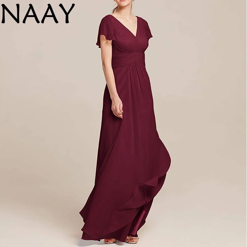 

NAAY Chiffon Mother of The Bride Dresses Wedding Evening Party Gown Long Plus Size Bridesmaid Dress Vestidos Madre De La Novia