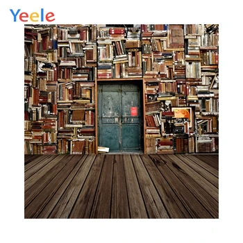 

Retro Wooden Bookself Floor Book Wall Student Portrait Customized Photography Background Photographic Backdrop For Photo Studio