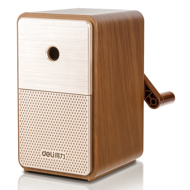Deli Pencil Sharpening Retro Audio Modeling Manual 5-block Pencil Sharpener pencil sharpner Stationery Items Back To School brown