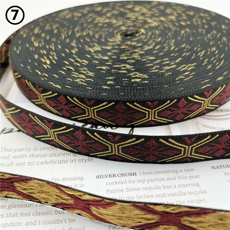5 Yards 0.78 Inch 20MM Hundreds Styles Geometric Woven Jacquard Embroidered Ribbons DIY Apparel Wrapping Trim Sewing Accessories