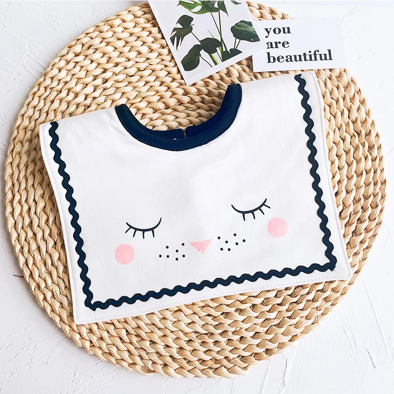 20 INS Korean Autumn New Baby Bib Cotton Baby Saliva Towel  Burp Cloths Round Petal Rice Feeding Pocket 0-2 Years Old (6)