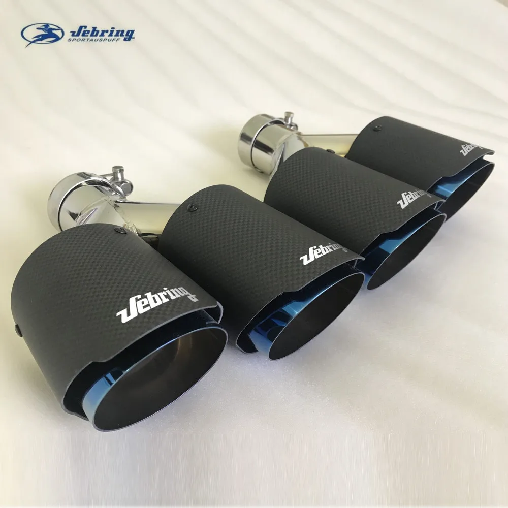 

1pc sebring Blue bright carbon brazed double outlet muffler modified tail throat car stainless steel exhaust pipe tail pipe