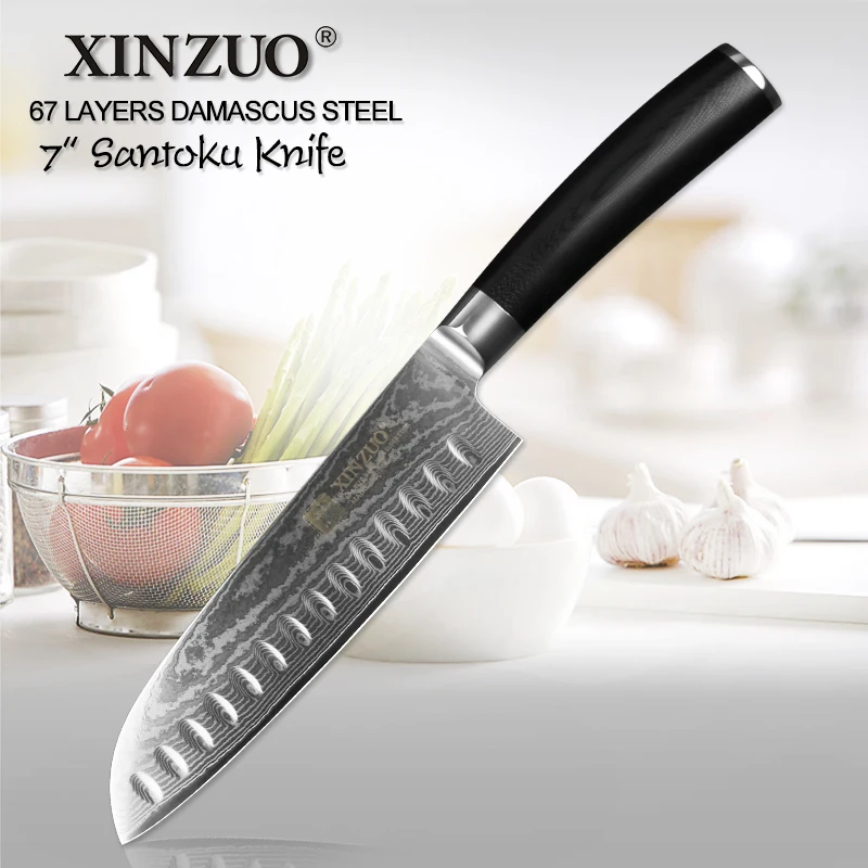 XINZUO " нож Santoku vg10 Дамасские японские кухонные ножи из нержавеющей стали профессиональный нож шеф-повара инструменты для приготовления G10 Ручка