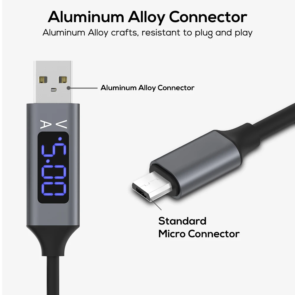 Кабель USB для быстрой зарядки usb type C кабель напряжение и ток дисплей зарядное устройство для зарядки данных Micro USB кабель мобильного телефона кабель USB