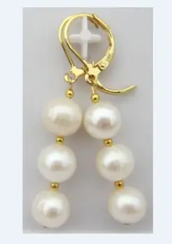 

NEW NATURAL AAA+ 10-11MM ROUND WHITE SOUTH SEA PEARL DANGLE EARRING