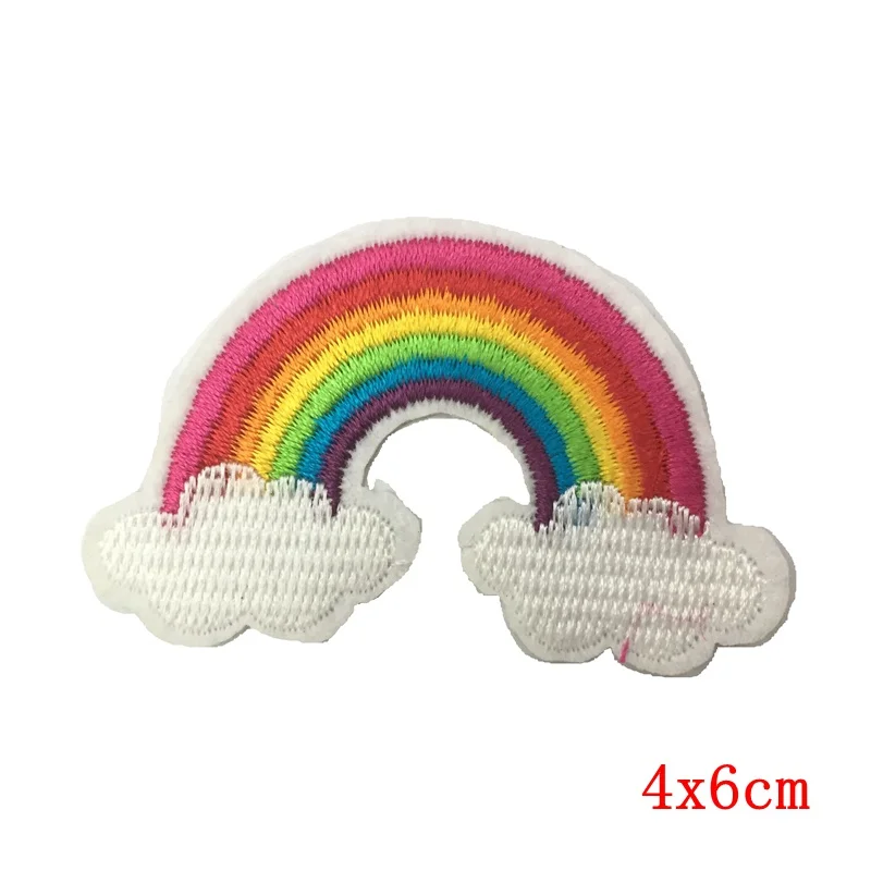 Prajna Hippie Unicorn Patches Embroidered Patches For Clothing DIY Magic Rainbow Stripes Iron On Patches For Kids Cloth Applique 