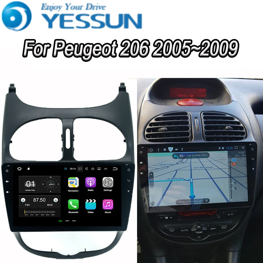 YESSUN для Peugeot 206 2005 ~ 2009 Android автомобильная навигация GPS Аудио Видео Радио HD