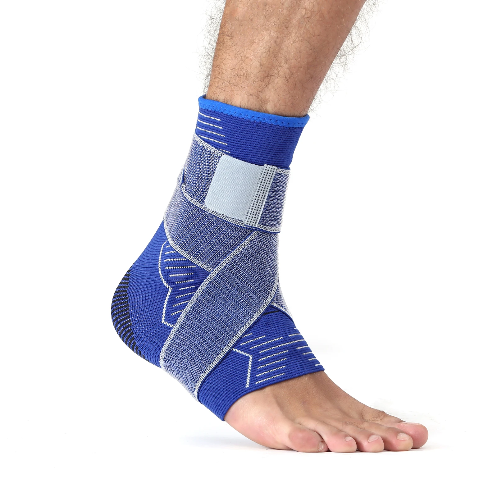 Blue New Knitting Compression Ankle Support Brace Sleeve, Foot Protection with Anti-Slip Strap, for Sports Fitness,Men and Women