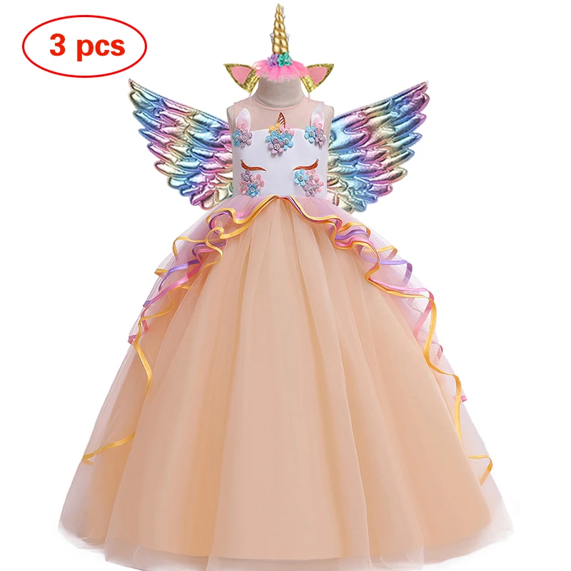 Flower girl Unicorn rainbow wedding party dress girl birthday party Unicorn role dance performance dress Flower girl Unicorn rainbow wedding party dress girl birthday party Unicorn role dance performance dress
