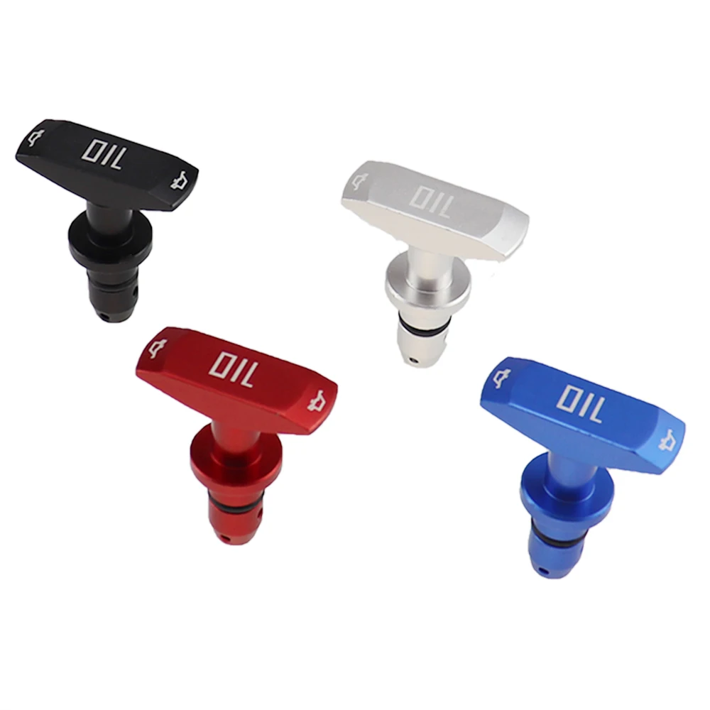 Óleo do carro dipstick puxar lidar com óleo do motor pullhandle alumínio boleto preto azul vermelho marca nova universal substituição automóvel-1
