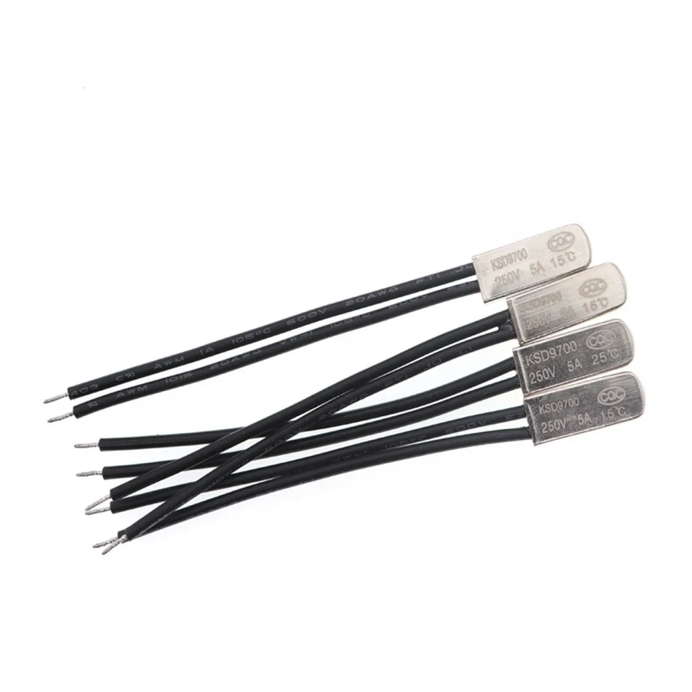 100PCS Thermostat KSD9700 5A-Metal 40C 45C 50C 55C 60C 65C Temperature Switch Normally Closed Thermal Protector degree centigrad