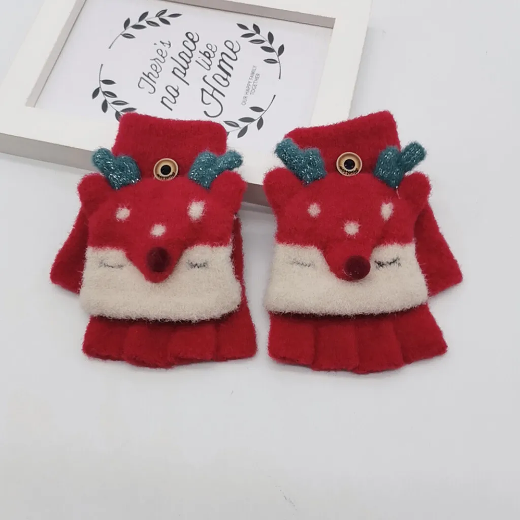 TELOTUNY Baby bay girl рождественские вязаные перчатки без пальцев, Детские Зимние плюшевые бархатные плотные Перчатки, варежки ZO24